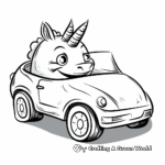 Simple Unicorn Car Coloring Pages for Children 2