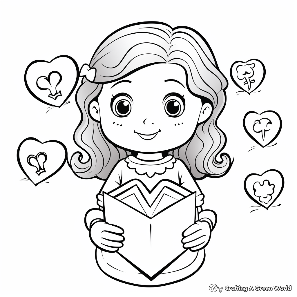 Simple Valentine's Love Letters Coloring Pages 2