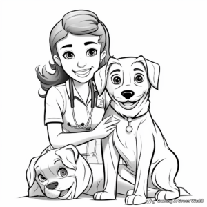 Simple Vet Tech and Pet Coloring Pages for Children 1