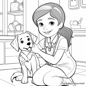 Simple Vet Tech and Pet Coloring Pages for Children 2