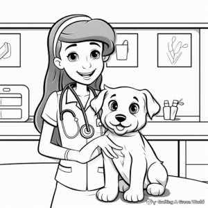 Simple Vet Tech and Pet Coloring Pages for Children 3