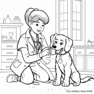 Simple Vet Tech and Pet Coloring Pages for Children 4