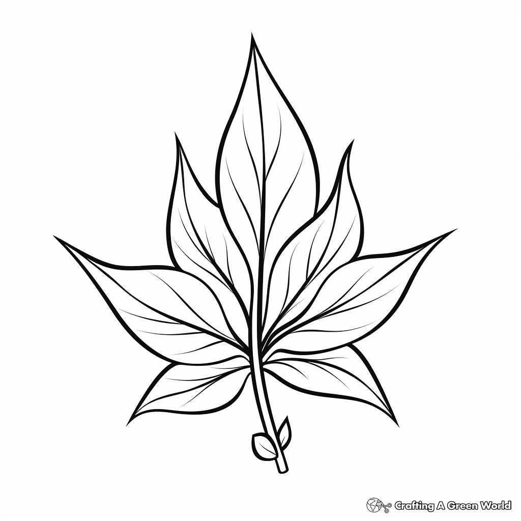 Simple Weed Leaf Coloring Pages for Kids 1