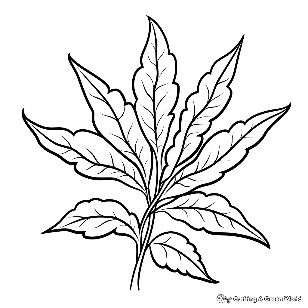 Simple Weed Leaf Coloring Pages for Kids 2