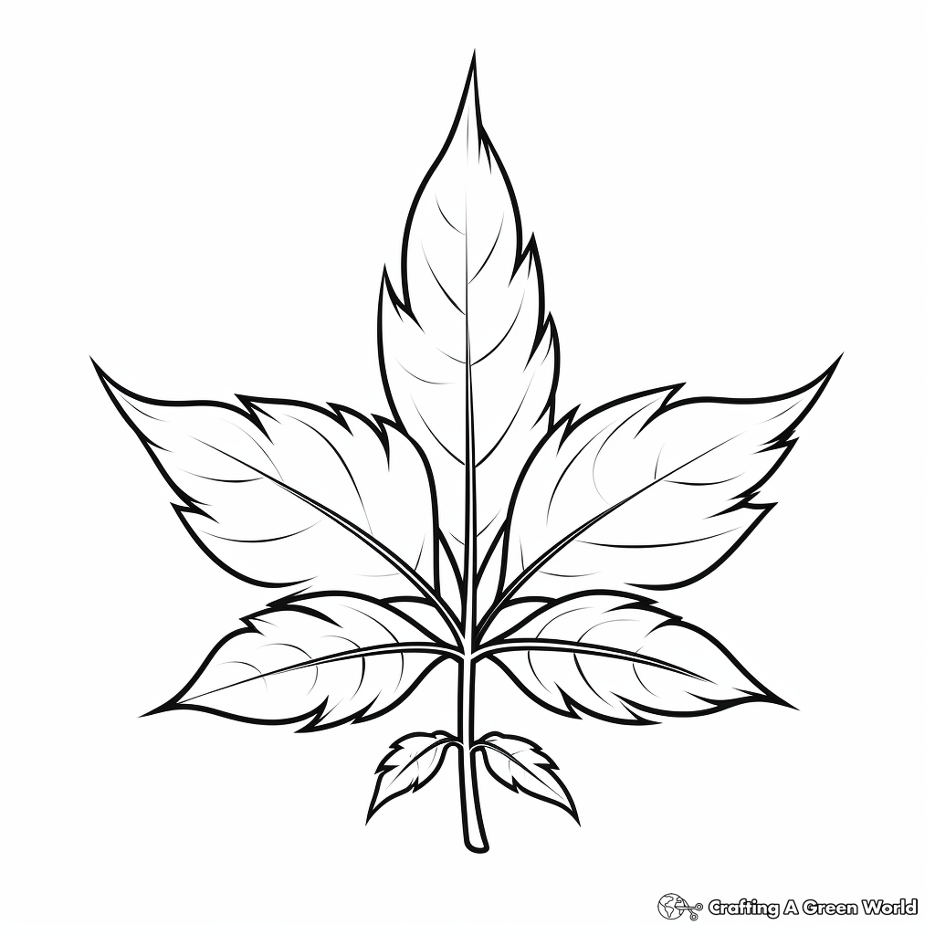 Simple Weed Leaf Coloring Pages for Kids 3