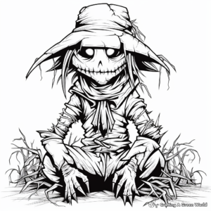 Sinister Scarecrow Coloring Pages for Children 1