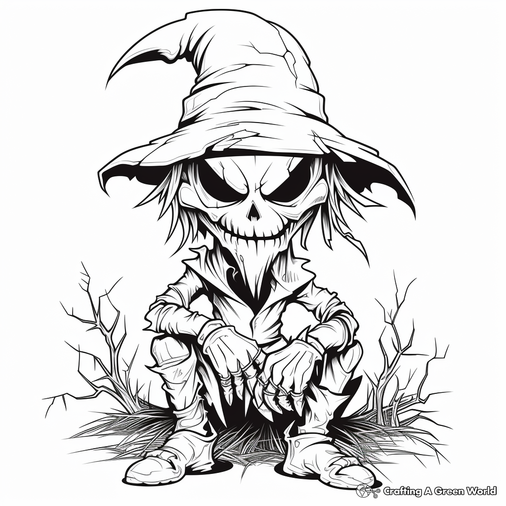 Sinister Scarecrow Coloring Pages for Children 2