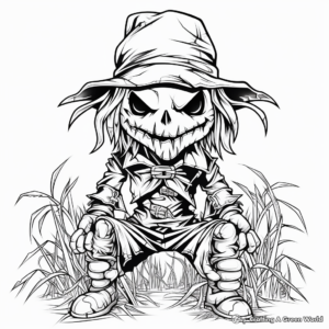 Sinister Scarecrow Coloring Pages for Children 3