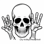 Skeleton Hand Making Peace Sign Coloring Pages 1