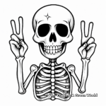 Skeleton Hand Making Peace Sign Coloring Pages 3