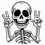 Skeleton Hand Making Peace Sign Coloring Pages 4