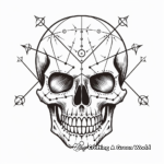 Skull with Crossed Arrow Tattoos: Coloring Version 1