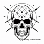 Skull with Crossed Arrow Tattoos: Coloring Version 4