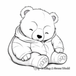 Sleeping Baby Bear in Pajamas Coloring Pages 2