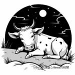 Sleeping Calf: Night-Time Scene Coloring Page 2
