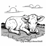 Sleeping Calf: Night-Time Scene Coloring Page 3