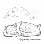 Sleeping Cat and Mouse Coloring Pages 2