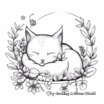 Sleeping Kitty and Lilac Flower Coloring Pages 2