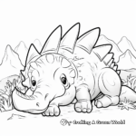 Sleeping Triceratops: A Peaceful Coloring Page 1