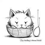 Sleepy Cat and Yarn Ball Coloring Pages 4