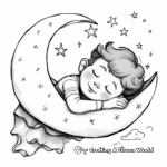 Sleepy Crescent Moon Night Sky Coloring Pages 2