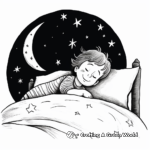 Sleepy Crescent Moon Night Sky Coloring Pages 3