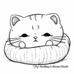 Sleepy Time Pillow Cat Coloring Pages 1