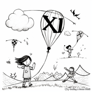 Small-sized Multiple Kites Coloring Pages 1