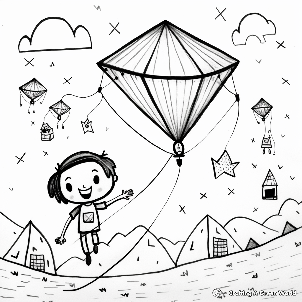 Small-sized Multiple Kites Coloring Pages 3