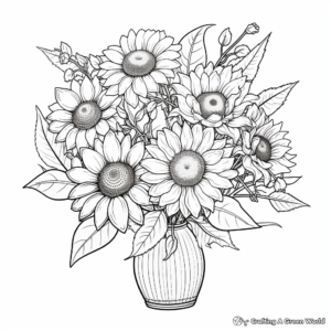 Small Sunflower Bouquet Coloring Pages 1