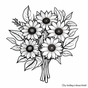 Small Sunflower Bouquet Coloring Pages 2