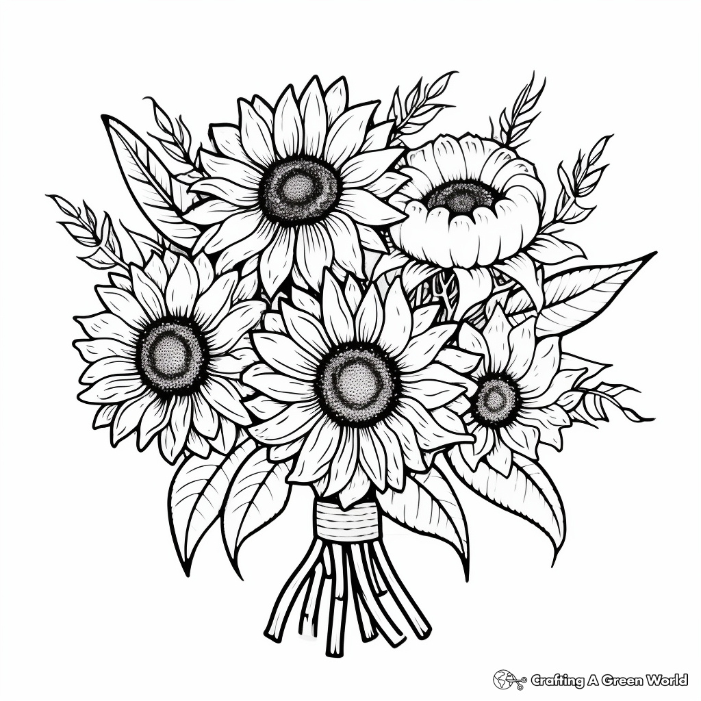 Small Sunflower Bouquet Coloring Pages 3