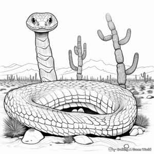 Snake-Oriented Coloring Pages: Rattlesnake in the Sonoran Desert 2