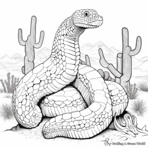 Snake-Oriented Coloring Pages: Rattlesnake in the Sonoran Desert 4