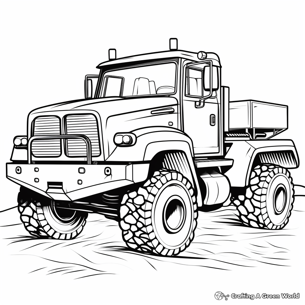 Snow Plow Truck At Work: Winter Scene Coloring Pages 4