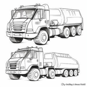 Snow Plow Truck Family Coloring Pages: Front, Side and Top Views 2