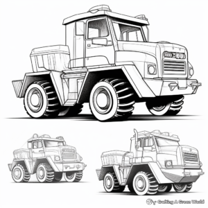 Snow Plow Truck Family Coloring Pages: Front, Side and Top Views 3