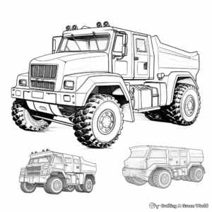Snow Plow Truck Family Coloring Pages: Front, Side and Top Views 4
