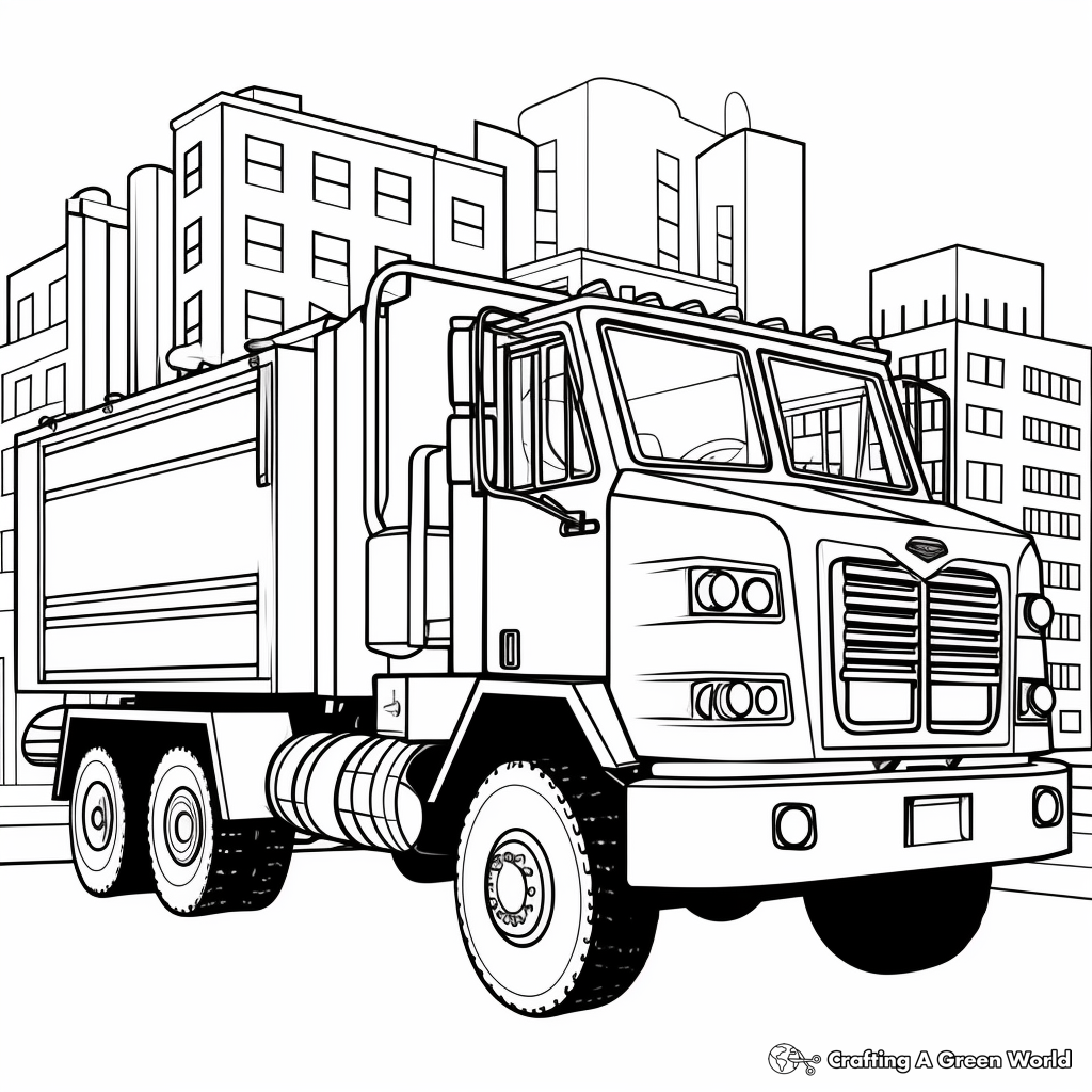 Snow Plow Truck in the City Coloring Pages 2