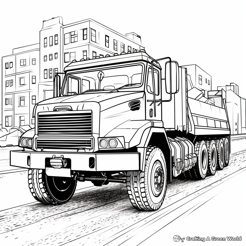 Snow Plow Truck in the City Coloring Pages 3
