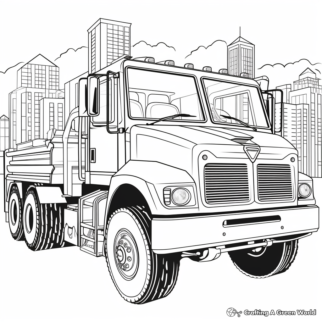 Snow Plow Truck in the City Coloring Pages 4