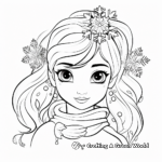 Snowflakes and Winter Princess Coloring Pages for Children 4