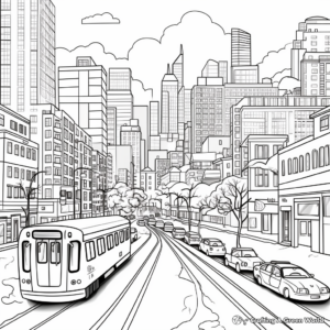 Snowy City Scenes Coloring Pages 1