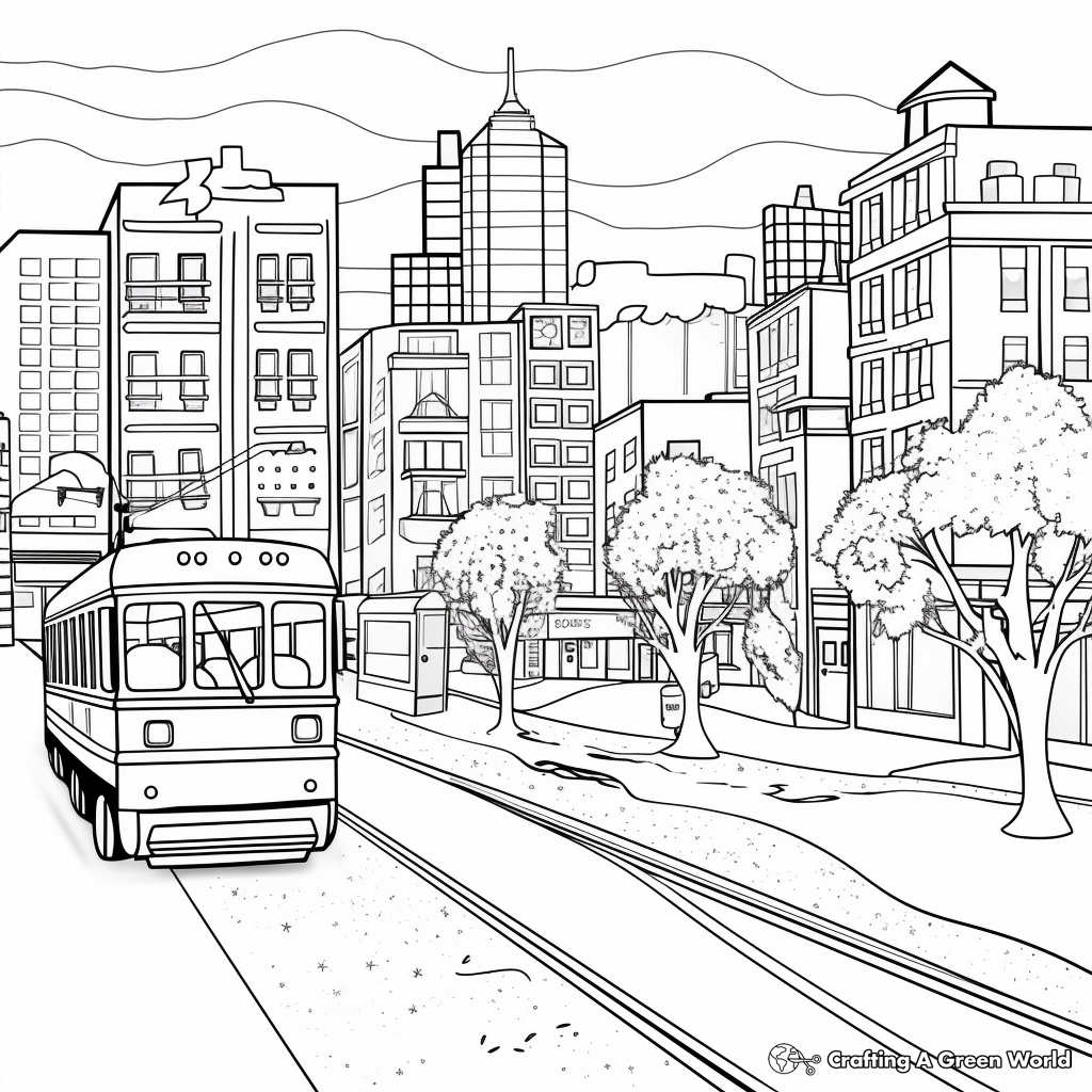 Snowy City Scenes Coloring Pages 4