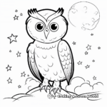 Snowy Owl with Moon Background Coloring Pages 2