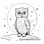 Snowy Owl with Moon Background Coloring Pages 4
