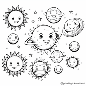 Solar System Coloring Pages: The Sun and the 9 Planets 1