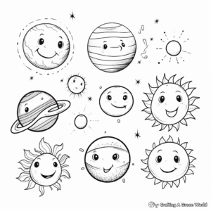 Solar System Coloring Pages: The Sun and the 9 Planets 2