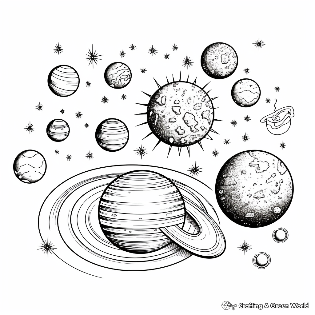 Solar System Coloring Pages: The Sun and the 9 Planets 3