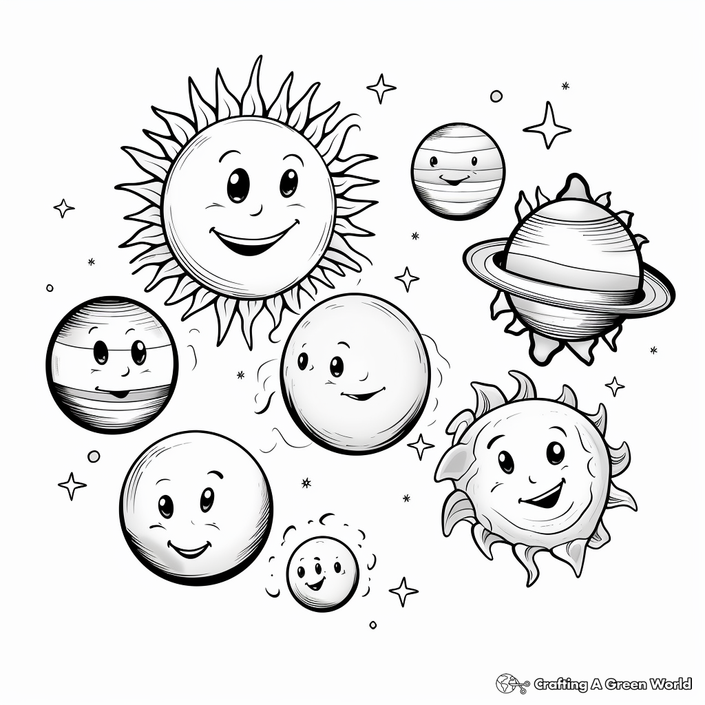 Solar System Coloring Pages: The Sun and the 9 Planets 4